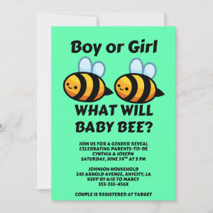 What Will Baby Bee Gender Reveal Invitation