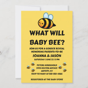 What Will Baby Bee Gender Reveal Invitation