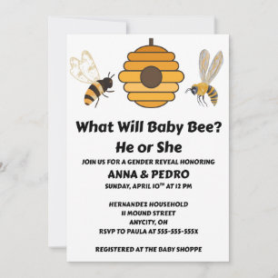 What Will Baby Bee Gender Reveal Invitation