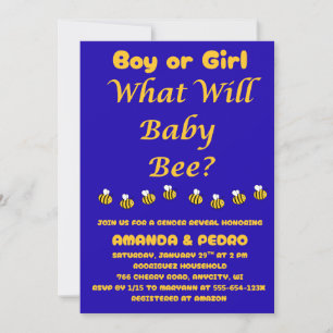What Will Baby Bee Gender Reveal Invitation