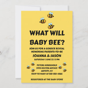 What Will Baby Bee Gender Reveal  Invitation