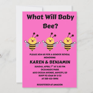 What Will Baby Bee Gender Reveal Invitation