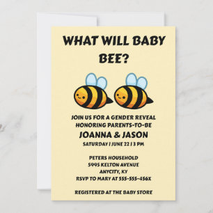 What Will Baby Bee Gender Reveal  Invitation