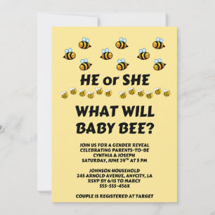 What Will Baby Bee Gender Reveal Invitation