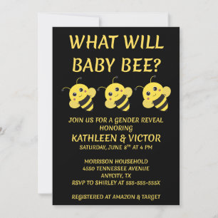 What Will Baby Bee Gender Reveal Invitation
