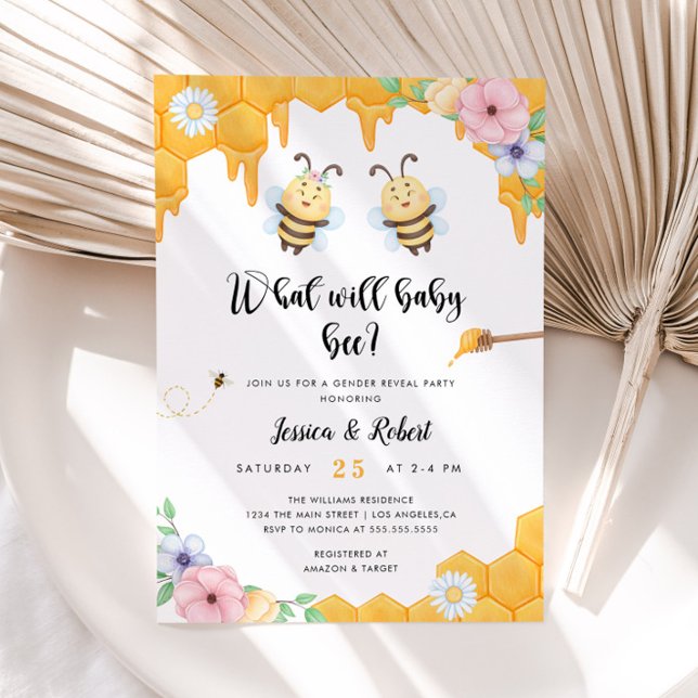 What Will Baby Bee Gender Reveal Invitation (Creator Uploaded)