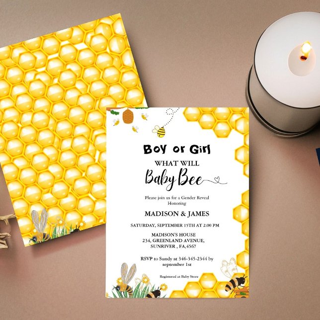 What will baby bee gender reveal  invitation (Creator Uploaded)