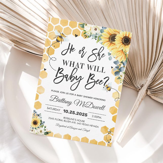 What Will Baby Bee Gender Reveal Invitation (Creator Uploaded)