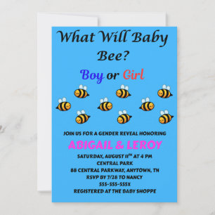 What Will Baby Bee Gender Reveal  Invitation
