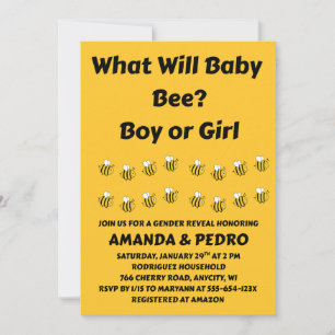 What Will Baby Bee Gender Reveal Invitation