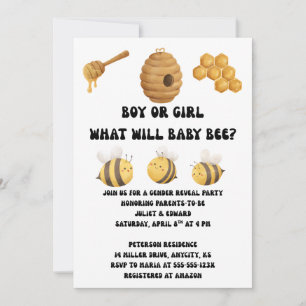 What Will Baby Bee Gender Reveal  Invitation