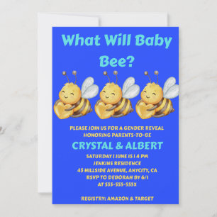 What Will Baby Bee Gender Reveal  Invitation