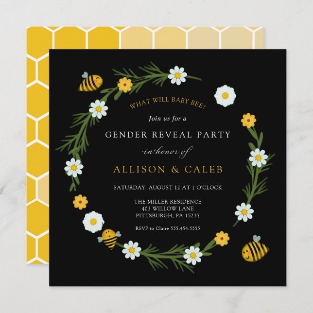 What will baby Bee Gender Reveal Invitation (Front/Back)