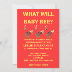 What Will Baby Bee Gender Reveal Invitation