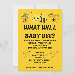 What Will Baby Bee Gender Reveal Invitation