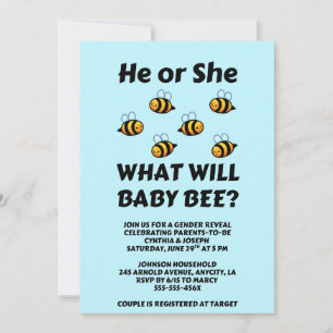 What Will Baby Bee Gender Reveal  Invitation