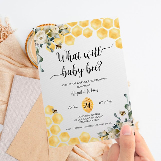 What will baby Bee gender reveal invitation.  Invitation (Creator Uploaded)