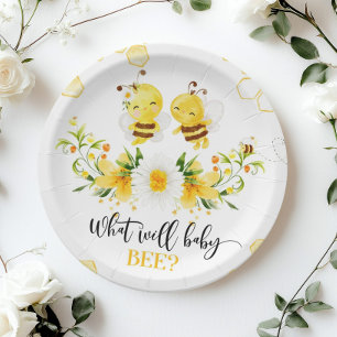 What will baby bee gender reveal  paper plate