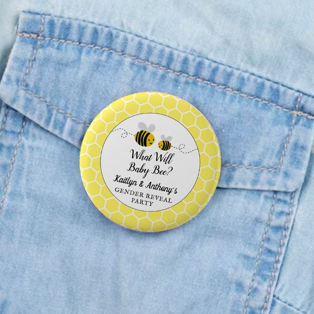 What Will Baby Bee? Gender Reveal Party 6 Cm Round Badge (Creator Uploaded)