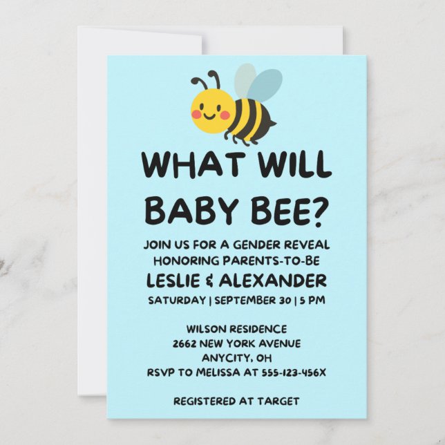 What Will Baby Bee gender reveal party Invitation (Front)
