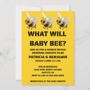 What Will Baby Bee Gender Reveal Party Invitation