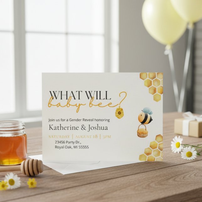 What Will Baby Bee Gender Reveal Party Invitation (What Will Baby Bee Gender Reveal Party Invitation)