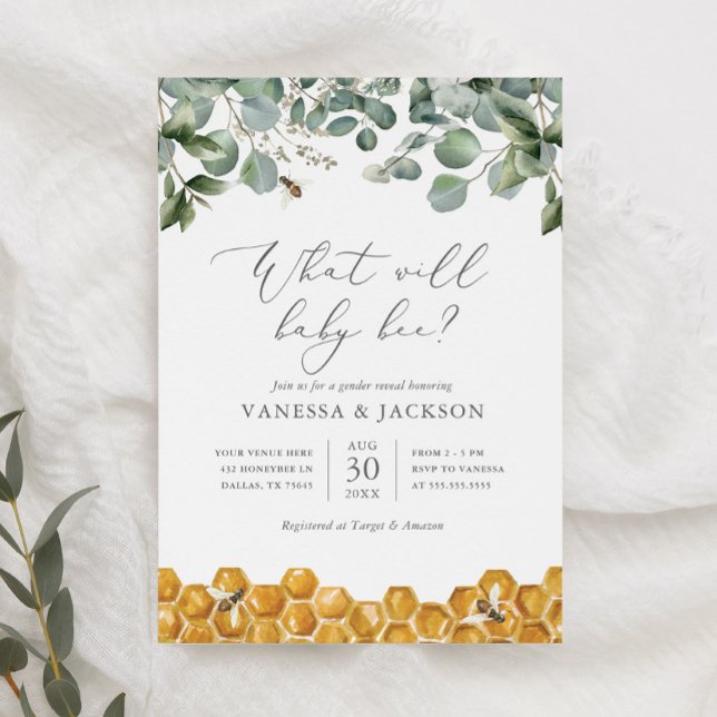 What Will Baby Bee Gender Reveal Party Invitation (Creator Uploaded)