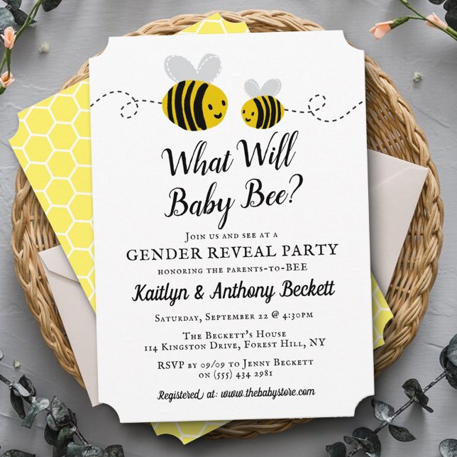 What Will Baby Bee Gender Reveal Party Invitation (Creator Uploaded)
