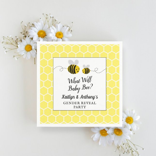 What Will Baby Bee Gender Reveal Party Napkin (Creator Uploaded)
