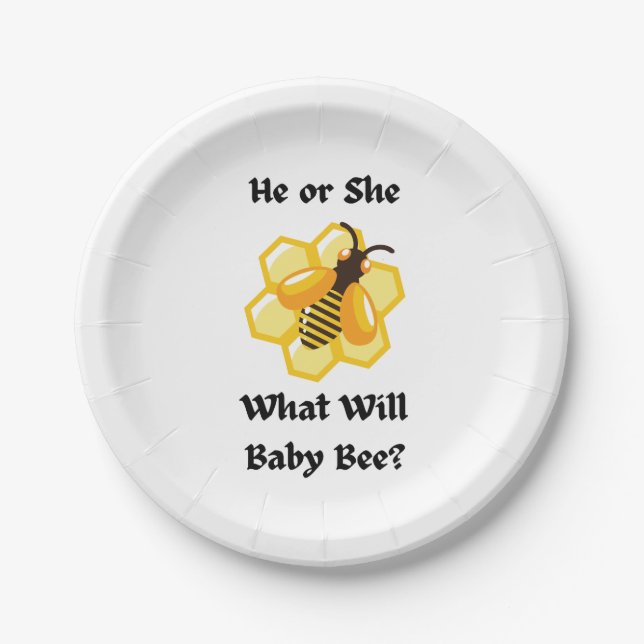 What Will Baby Bee gender reveal party  Paper Plate (Front)