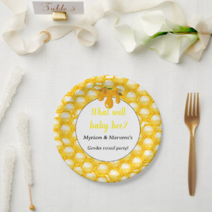 What will baby bee Gender reveal party  Paper Plate