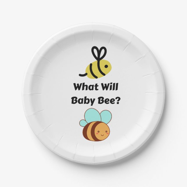 What Will Baby Bee gender reveal party Paper Plate (Front)
