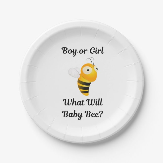 What Will Baby Bee gender reveal party Paper Plate (Front)