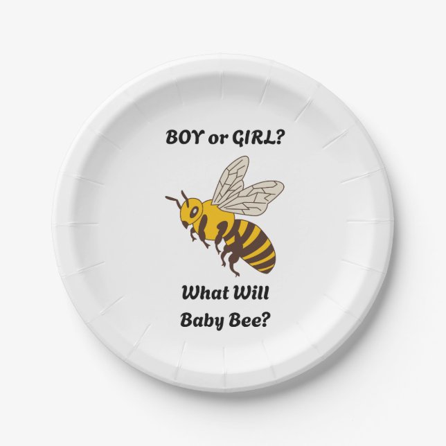 What Will Baby Bee gender reveal party Paper Plate (Front)