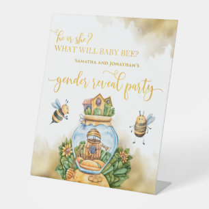 What Will Baby Bee Gender Reveal  Pedestal Sign