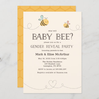 What Will Baby Bee Gender Reveal Pregnancy Yellow Invitation