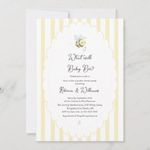  What Will Baby Bee? Gender Reveal Preppy Yellow  Invitation