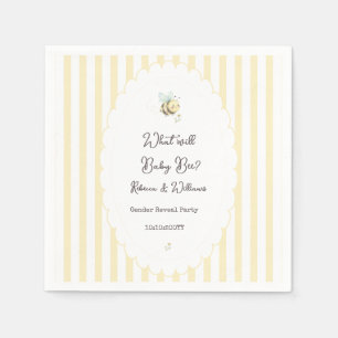  What Will Baby Bee? Gender Reveal Preppy Yellow  Napkin