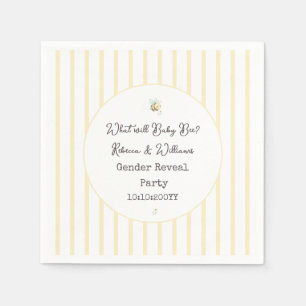 What Will Baby Bee? Gender Reveal Preppy Yellow Napkin