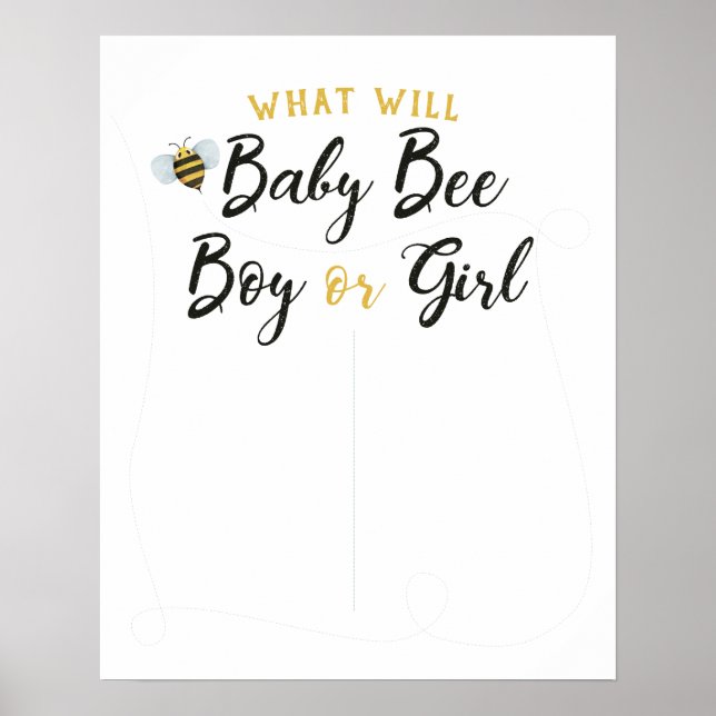 What will Baby Bee Gender Reveal Voting Poster (Front)