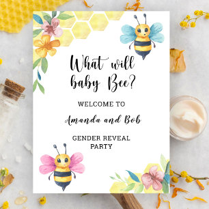 What will baby bee gender reveal welcome poster