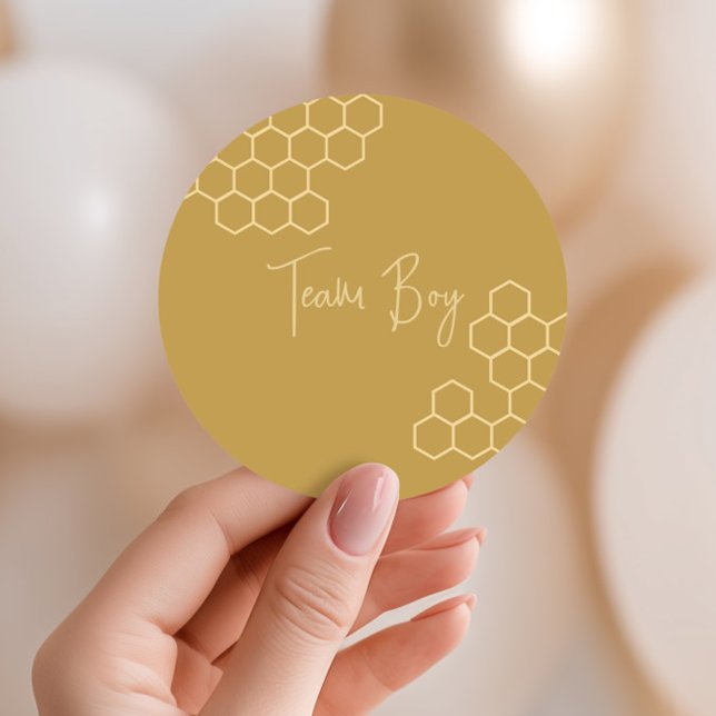 What Will Baby Bee Golden Beige Team Boy Classic Round Sticker (Creator Uploaded)