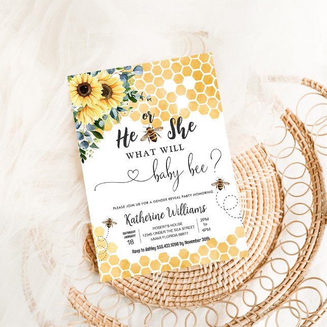 What Will Baby Bee Honey Bee Baby Shower Invitation (Creator Uploaded)