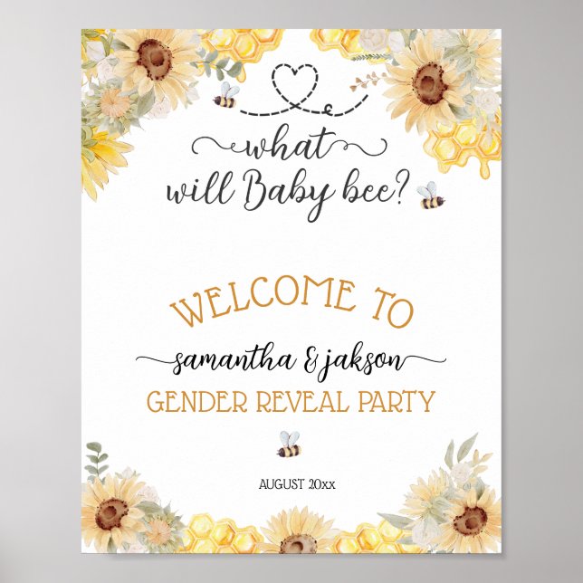 What will baby bee sunflower Gender Reveal welcome Poster (Front)