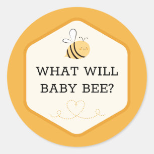 What Will Baby Bee Theme Gender Reveal Yellow Cute Classic Round Sticker