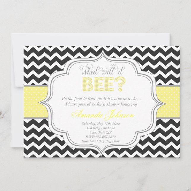 What Will It Be? Chic Chevron Baby Shower Invite (Front)