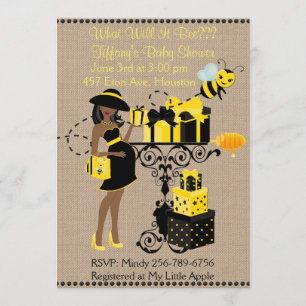 What Will It Bee African American Baby Reveal Invitation