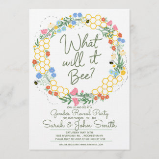 What Will it Bee Baby Floral Gender Reveal Invitation