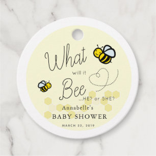 What will it Bee Gender Reveal Yellow Baby Shower Favour Tags