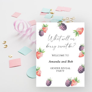 What will our berry sweet be?gender reveal welcome poster